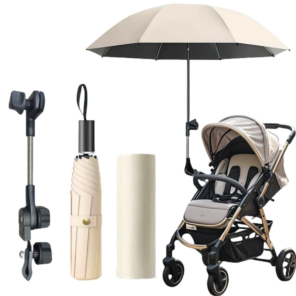 Ombrellone Per Passeggino Protezione UV,Ombrello Per Bambini Con Strisce Riflettenti,Ombrello Portatile per Passeggini E con Clip,Ombrello Pieghevole Per Bambini,Ombrellino Per Passeggino