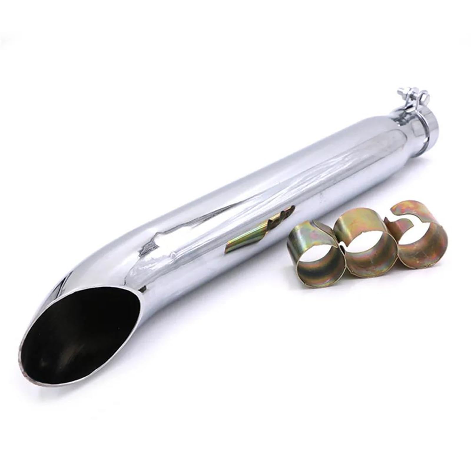Universale Cromato Per Moto Cafe Racer Tubo Di Scarico Marmitta Coda Silenziatore Per Harley Bobber