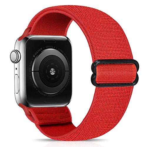 Image of 5 PACK Nylon Elastic Band Compatible with Apple Watch Bands 38MM 40MM 41MM 42MM 44MM 45MM for Women Men,Bold Adjustment Buckle iWatch Band for Series 8 /7 /6 /5 /4 /3 /2 /1 /SE