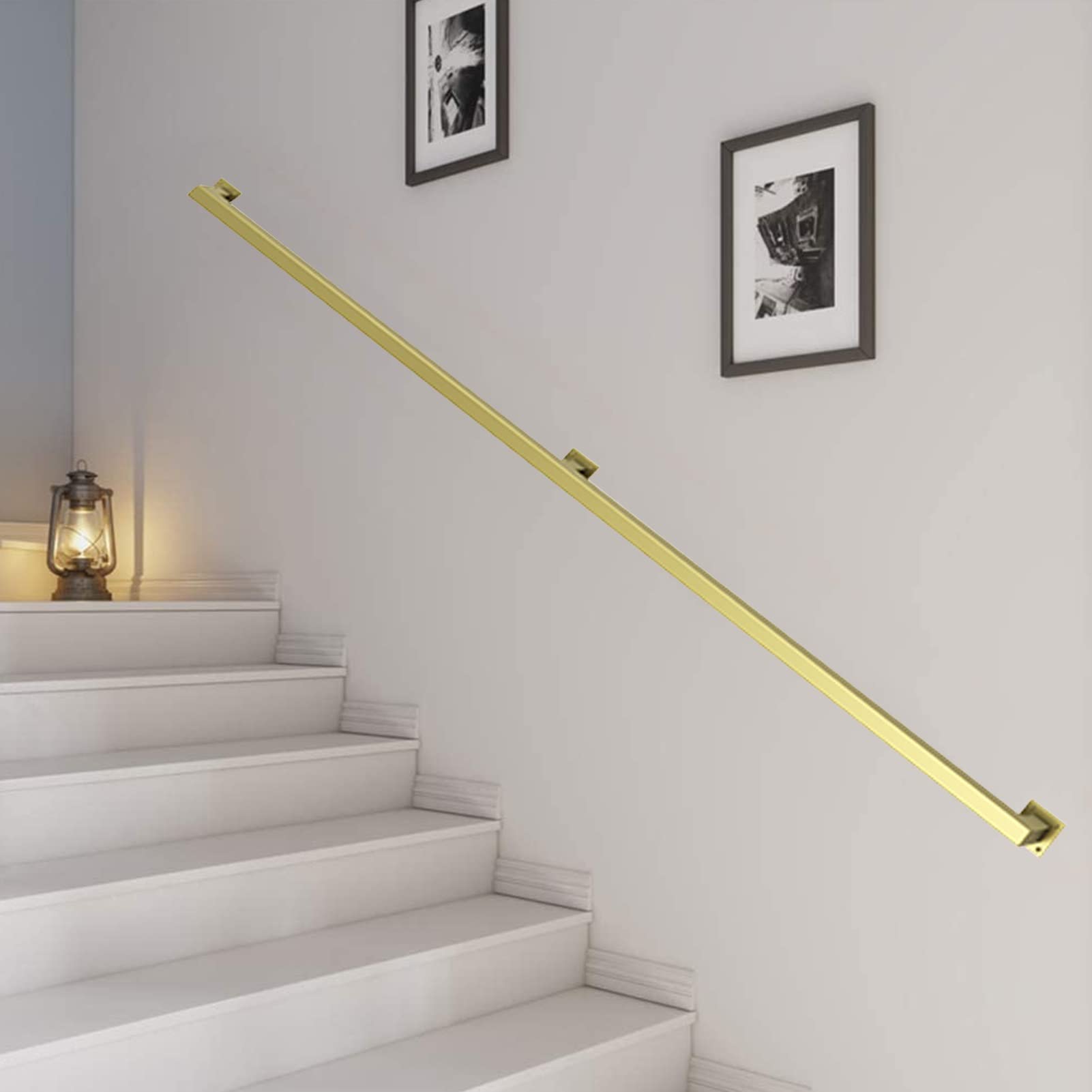 SXBHDM Modern Gold Stair Handrail Grab Bar 1-20 Feet Kit, Wall Mount Hand Rail for Indoor Stairs Support, Staircase Banister Railing Non-Slip Grab Bar (Size : 16.4ft/500cm)