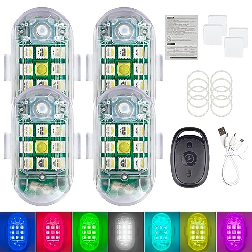 Luces de Flash de Auto con Mando a Distancia inalámbricas LED Anti-Collision Lights, 7 Colores y Carga USB, luz estroboscopica Flashlight, Luces anticolisión de Aviones
