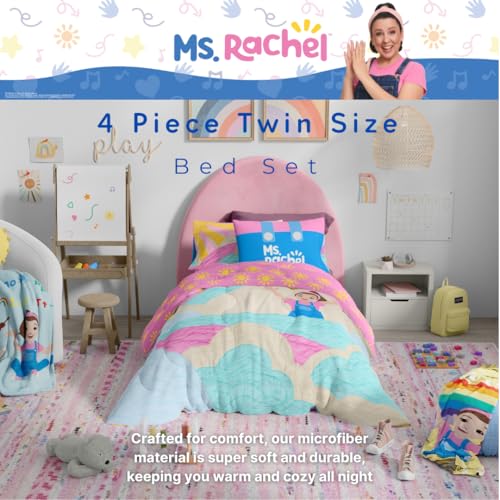 Image of Ms. Rachel Educational Adventures Kids Bedding Super Soft Microfiber Comforter and Sheet Set, 4 Piece Twin Size, (Officially Licensed Product) By Franco