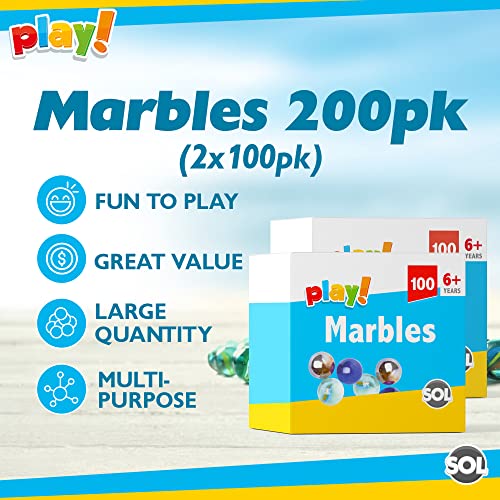 image for SOL 200pk Glass Marbles for Kids | Traditional Small Marbles Assorted 