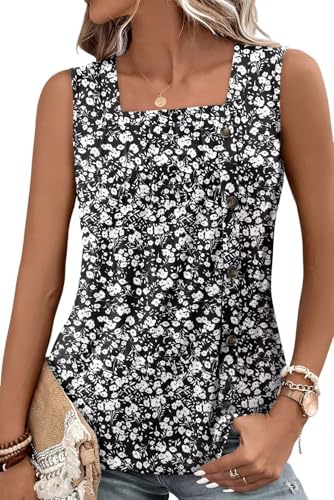 KISSMODA Womens Boho Tops for Summer Sleeveless Tanks Loose Fit Casual Blouse Daily Shirts for Leggings (S-3XL)