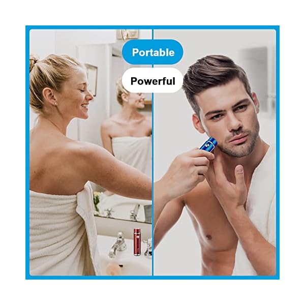 SUPRUS Frauen USB wiederaufladbarer Elektrorasierer für Gesicht Bart Schnurrbart Arm Bein Achselhöhle Bikini LED Batterieanzeige Kabellos (Blau) – Bild 3