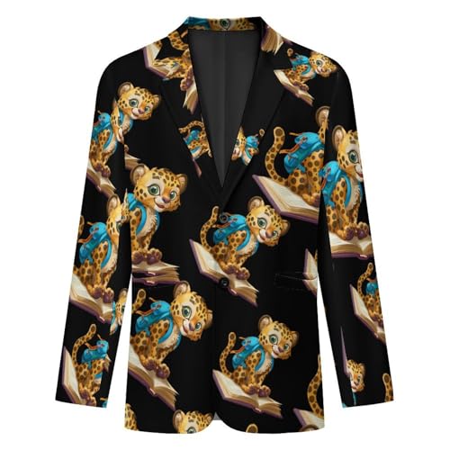 Cheetah Love Book Mens Casual Blazer Button Suit Jacket Lightweight Sport Coat for Work Business4
