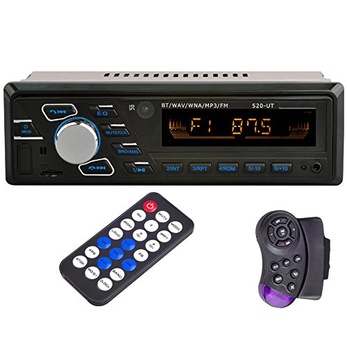 PolarLander Bluetooth 12Vオートラジオカーラジオステレオインダッシュ1 Din FM Aux入力レシーバーSD USB ISOコネクター