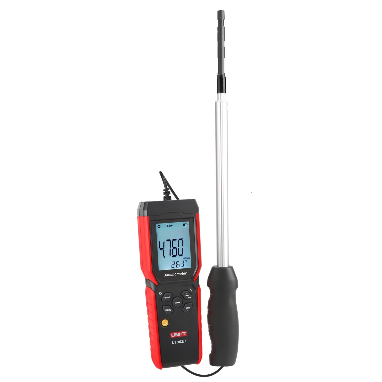 UNI-T UT362H - Anemómetro de cable caliente digital de alta sensibilidad, medición de anemometro, para conductos de ventilación, medición de flujo de aire