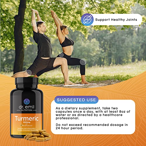 Dr Emil Nutrition Turmeric Curcumin With Black Pepper Supplement - Turmeric Capsules With Bioperine For Easy Absorption - 1000Mg Turmeric Supplement, 60 Capsules #TOP2