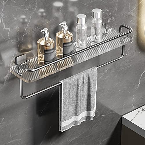 Acrylic Corner Shower Caddy - No Drilling Wall-Mounted Bathroom Rack 60Cm Cosmetic Skin Product Storage Shelf Towel Holder