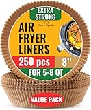 250 pcs Air Fryer Liners for Ninja, Round Disposable Airfryer Paper Liners – Non-Stick and Oil Proof for Easy Cleanup, Great for Oven, Pans & Baking – 8 Inch for 5-8 qt Basket