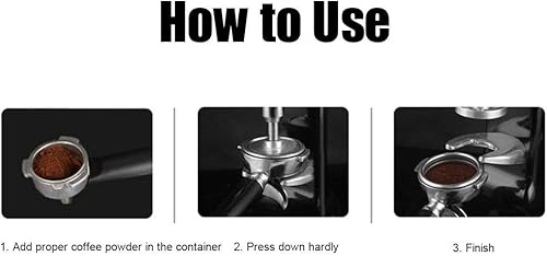 Miniatura 4 de Máquina de prensado de polvo de café cuantitativo manual de acero inoxidable, máquina de prensado de café expreso con 2 bases, para uso comercial y