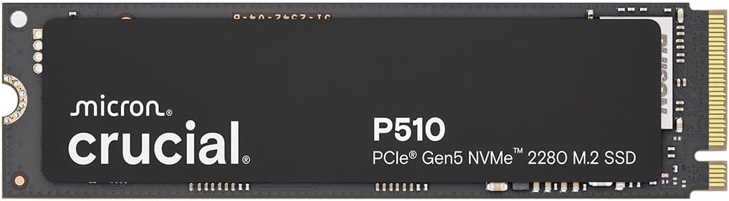 P510 PCIe Gen5 NVMe 2TB SSD, Up to 10,000MB/s, TLC NAND, Laptop & Desktop (PC) Compatible, for Gamers & Creatives, Solid State Drive – CT2000P510SSD8-01