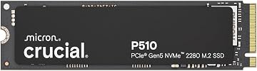 Crucial P510 SSD 1TB PCIe 5.0 x5 Gen5 NVMe M.2, Velocidades de lectura hasta 11.000 MB/s, escritura 9.500 MB/s, Ordenador Portátil y de Sobremesa, TLC NAND, Disco Duro Interno- CT1000P510SSD8-01