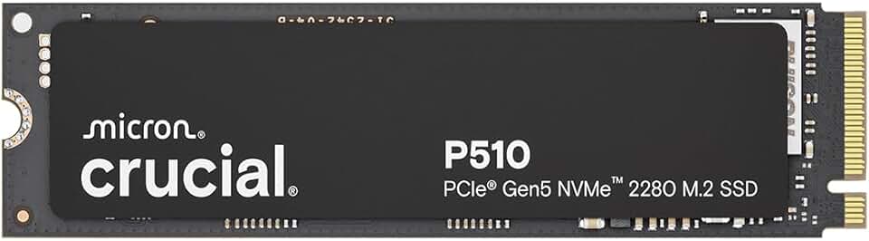 Crucial SSD NVMe P510 2TB Gen5, até 10.000 MB/s, SSD PCIe 5.0 M.2 2280, unidade de estado sólido interna, compatível com laptop, desktop + software Acronis - CT2000P510SSD8-01