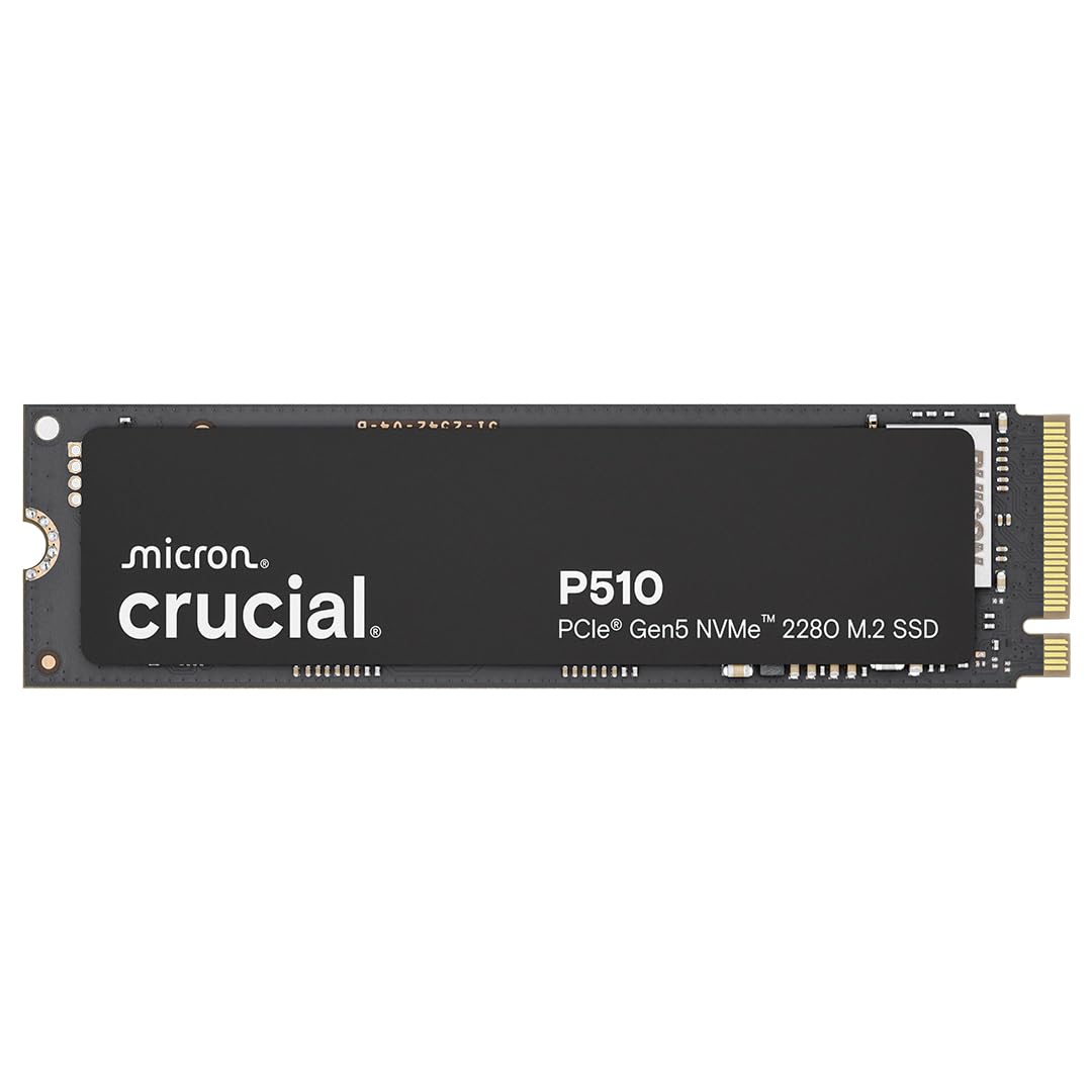 Crucial P510 1TB NVMe SSD, 11,000 MB/s, PCIe 5.0, compatible con laptops y desktops.