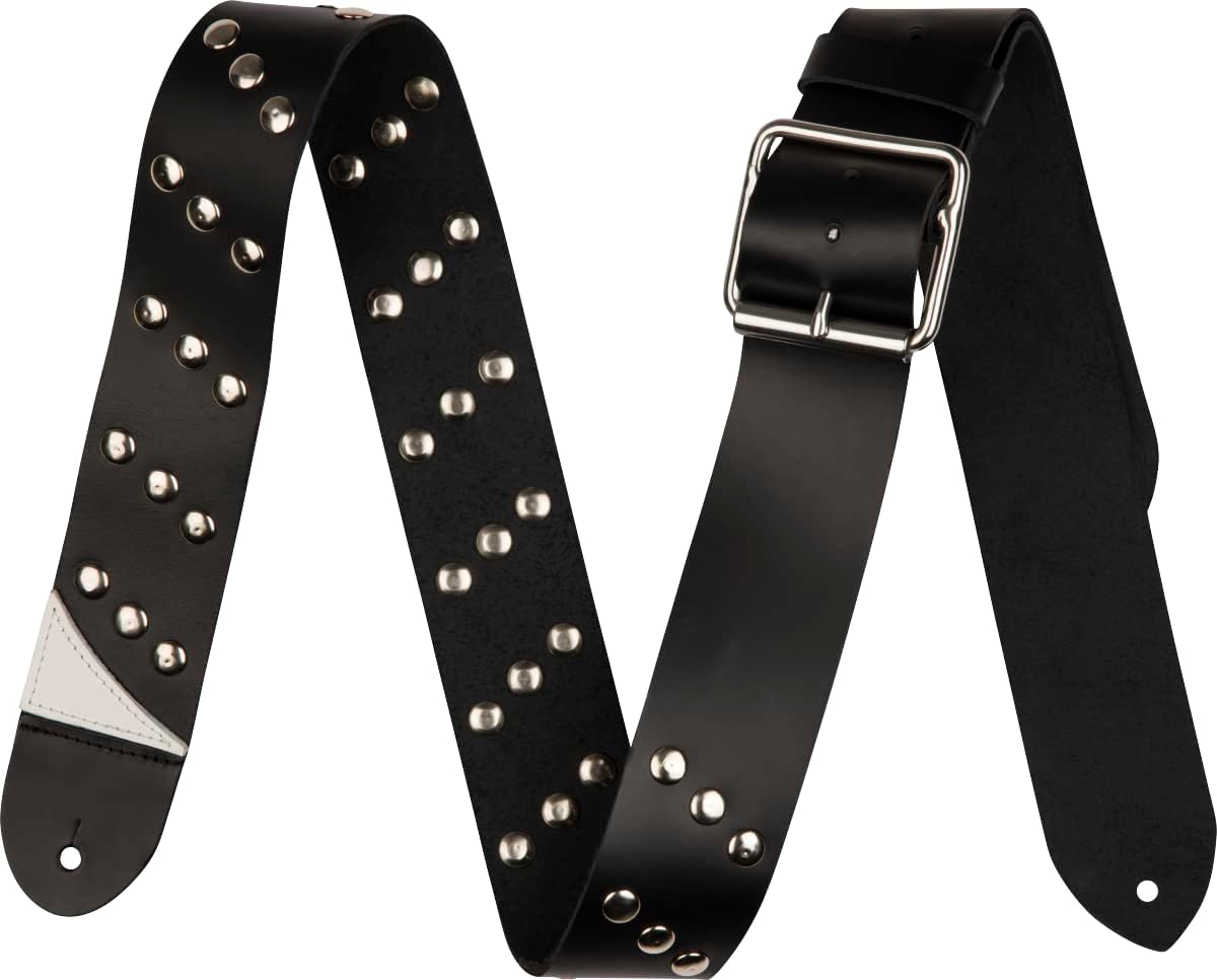 Jackson Diagonal Stud Leather Strap, Black, 2.5in (2993377100)