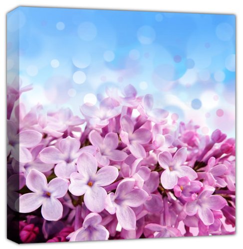 Flores lilas y hermoso bokeh + panel individual cuadrado A1, tamaño 52 cm x 52 cm