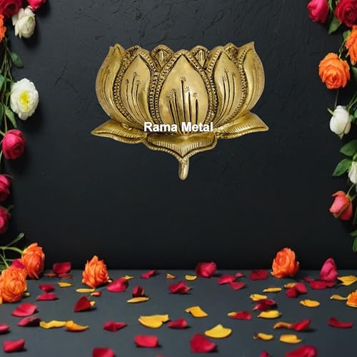 Image of RAMA METAL Brass Lotus Wall Hanging Decor | lotus wall decoration | Housewarming Gift | decor items