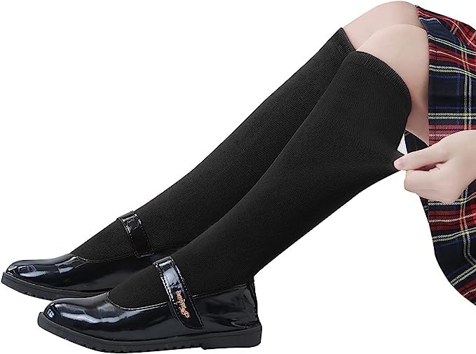 Image of WKLOUYHE Unisex Kid's School Uniform Cotton Knee High Socks Pack Of 06
