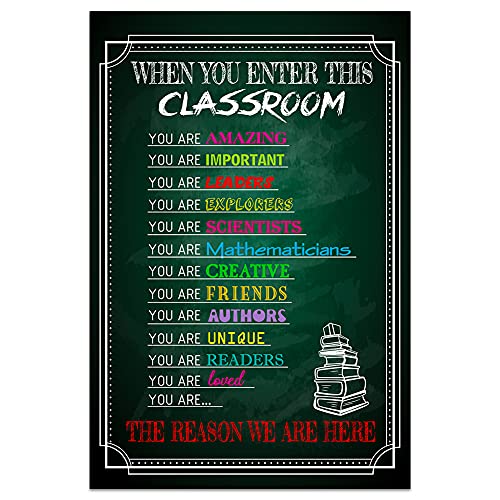 XJF Classroom Rules Poster,12" x 18" Motivational Classroom Poster,Back to School Classroom Decorations,When You Enter This Classroom Poster,Motivational Poster for Kindergarten,Elementary,High School