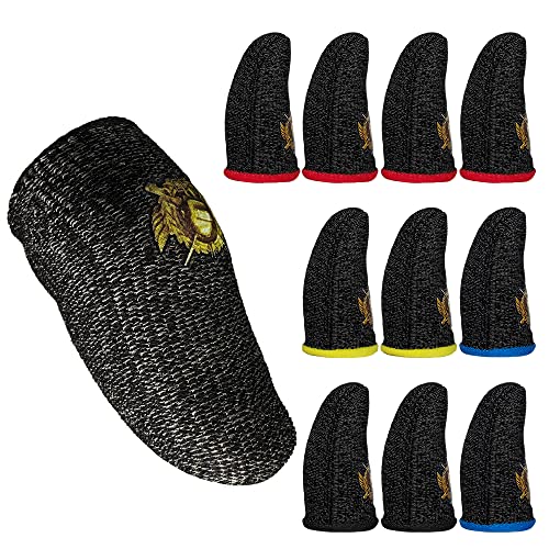 IUGGAN PUBG Mobile Finger Sleeve Thumb Gaming Gloves [10 Pack], Silver Fiber Anti-Sweat Cell Phone Finger Sleeve for Call of Duty Mobile/Rules of Survival for iPhone,Android,ipad