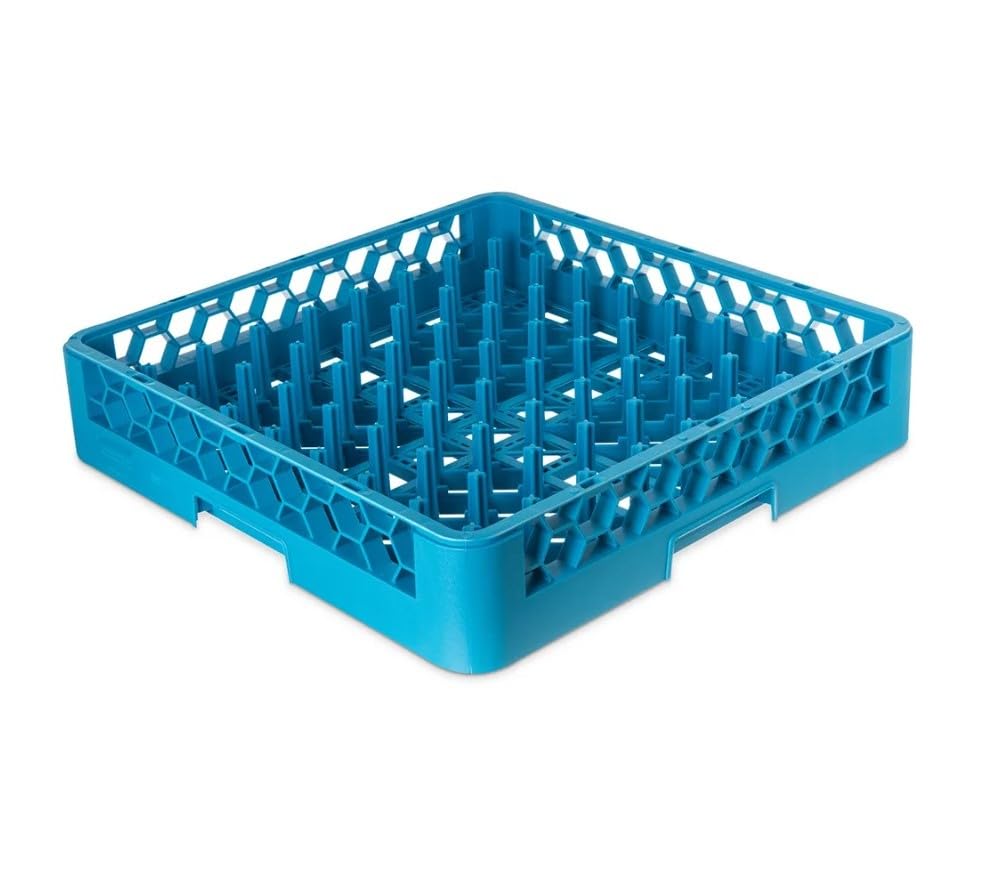 Soro Essentials- 25-Peg Plate and Tray Rack Blue Color Polypropylene- Commercial Rack for Kitchen Counter Durable Kitchen Drying Rack for Dishes Platters and Trays