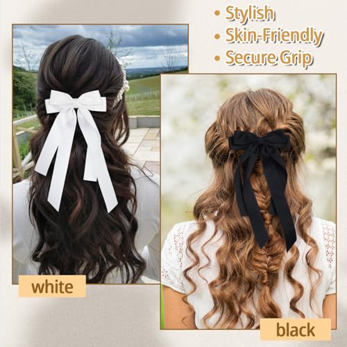 Set de 2 pinzas para el cabello con lazo negro y blanco miniatura 5