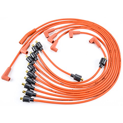 Spark Plug Wire Set, Carbon Suppressed Core, Orange, OEM Boots, Socket Style, Small Block Mopar, Kit