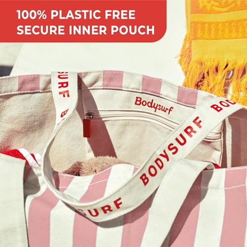 Bodysurf Striped Canvas Tote Bag + Wet Bag for Swimsuit & Wet Clothes3
