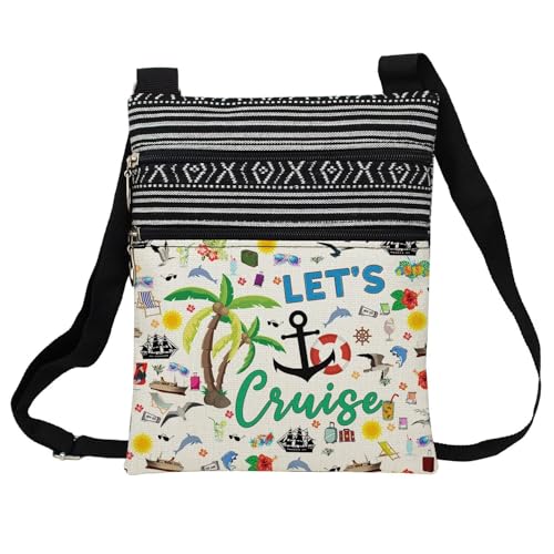 Let's Cruise Messenger Bag Small Ethnic Pattern Printed Adjustable Strap Crossbody Zipper Bag Phone Bag Wallet Cute Shoulder Handbag for Cruise Lovers Crew Women