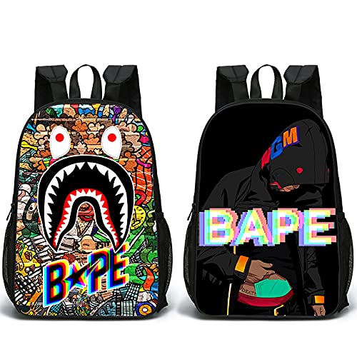B-a-p-e Backpack A-p-e Teens Double-sided Backpacks Bookbag with Adjustable Shoulder Straps Travel Laptop Backpacks Daypack for Outdoor Sports 17in