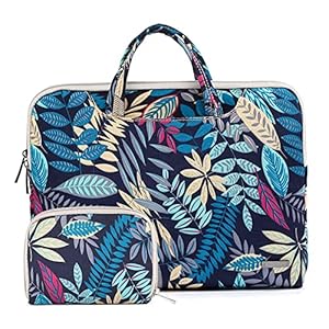 fdsmall 13,3 Zoll Laptop-Hülle,Canvas Computer Bag Case Protective Notebook Case Briefcase Cover Carrying Case Compatible with MacBook Air, MacBook Pro, Tablet PC, Ultrabook, Netbook (Blaue Blätter)