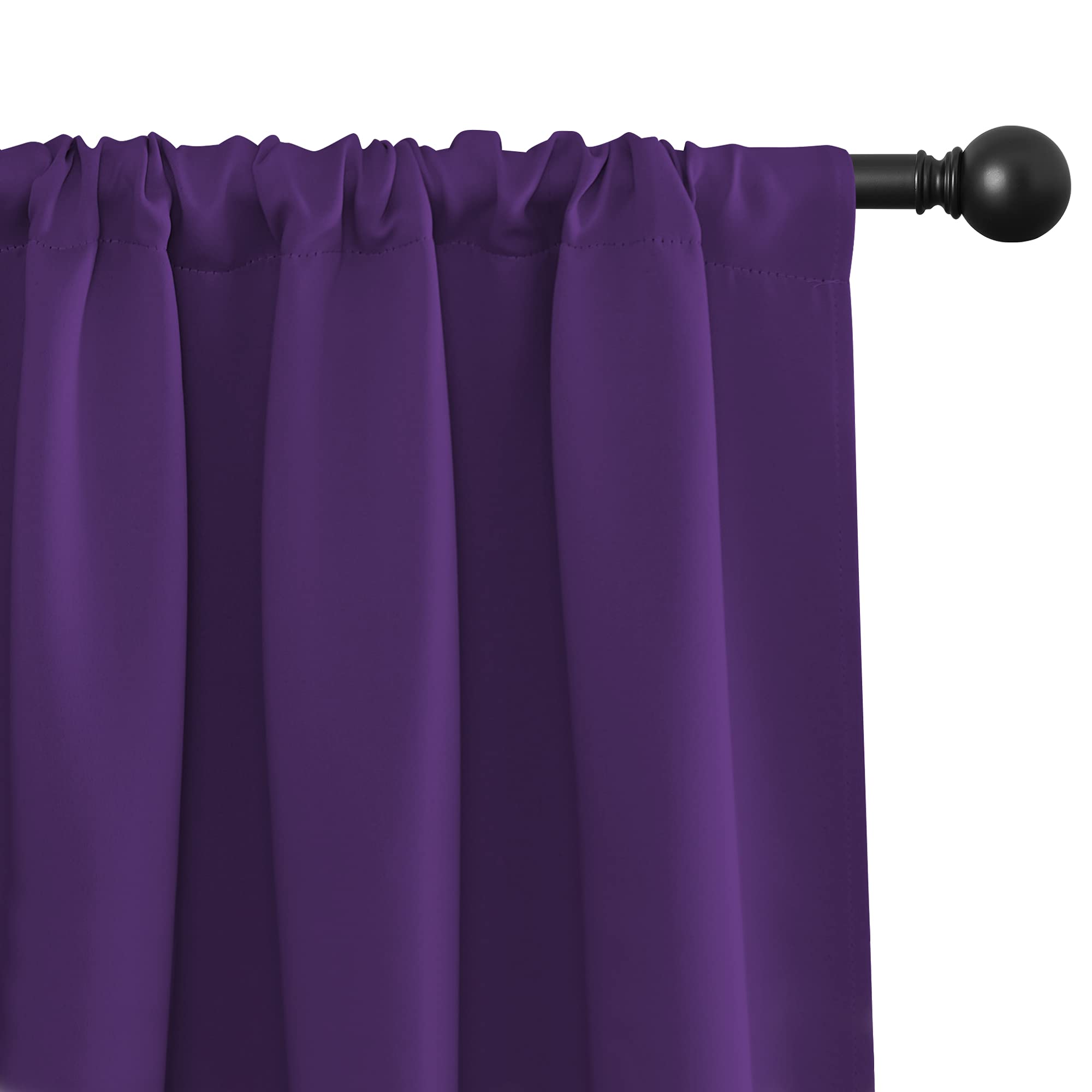 NICETOWN 2 Panels Blackout Curtains 42 x 45 in Royal Purple with Single Curtain Rod 48-86 inch