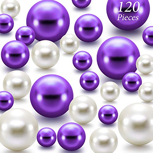 Hicarer 120 Pieces Pearl for Vase Filler Pearls Bead for Vase Makeup Beads