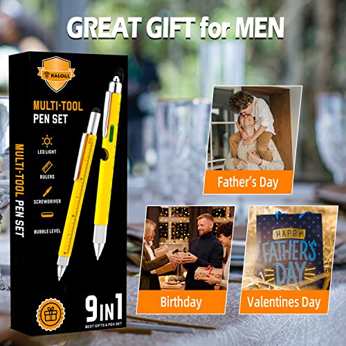 ,Multi-Tool Pen 2 Pack [Stylus, Ballpoint Pen,With 6 Replacement Refills, 4" Ruler, Level, Phillips Screwdriver,Led] Dad Gifts For Men, Father's Day Cool Gadgets Gifts #TOP5