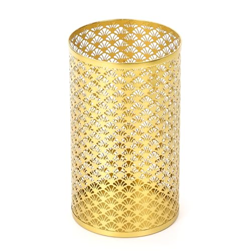 Caneca de basura metálica dorada de 7 x 7 x 12 pulgadas miniatura 2