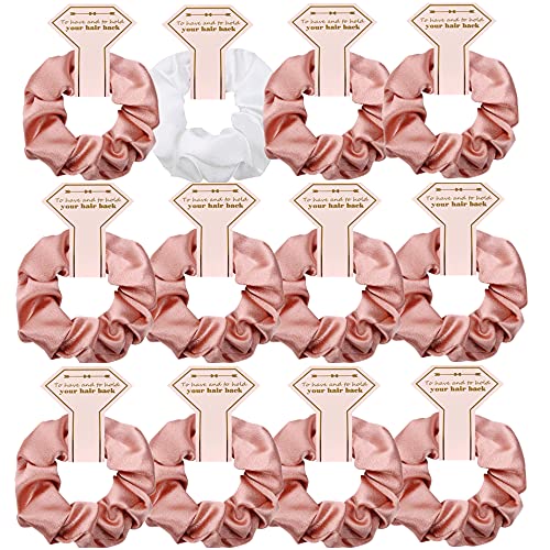 Satin Bridesmaid Scrunchies 12 pack Proposal Gifts Elastics Hair Ties Scrunchies Bachelorette Party Favors Satin Bridesmaid Gift for Bridal Wedding Parties (White & Rose Gold) Satin Bridesmaid Scrunchies 12 pack Proposal Gifts Elastics Hair Ties Scrunchies Bachelorette Party Favors Satin Bridesmaid Gift for Bridal Wedding Parties (White & Rose Gold)