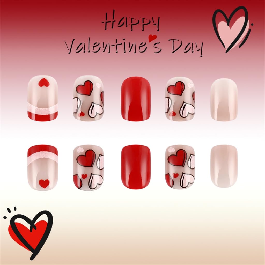 Heart French Tip False Nails Acrylic Stick on Nails Enhancing Your Styles for Weddings Parties 24Pcs