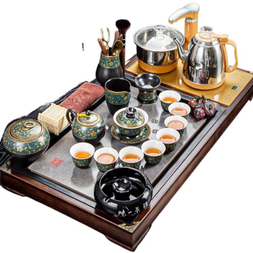 Service à thé Gongfu pour la maison et plateau en bois massif chaleureux