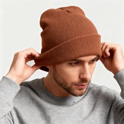 Image of ZOORON Beanie for Men Women Warm Winter Hat Unisex Soft Knit Cuffed Beanie