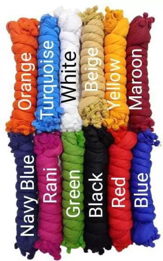Image of Nakoda Creation Cotton Blend Solid Women Dupatta (POMPOM PACK OF 12(REGULAR COLORS))