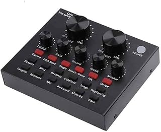 متوافق مع بطاقة الصوت V8، مجموعة ميكروفون مباشر USB وسماعة رأس مع بلوتوث - مجموعة بث الصوت للكمبيوتر والموبايل والغناء والبث عبر الإنترنت