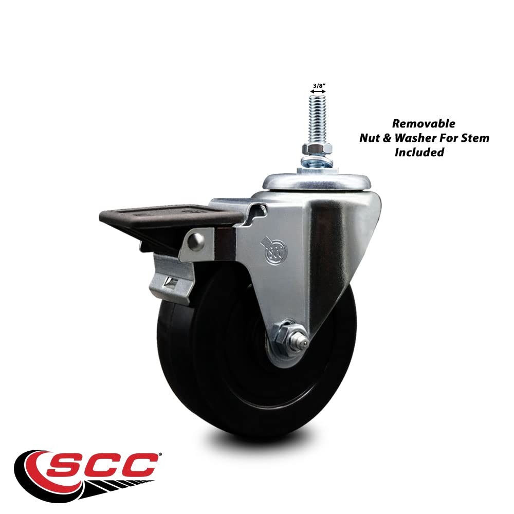 Soft Rubber Swivel Threaded Stem Caster w/4