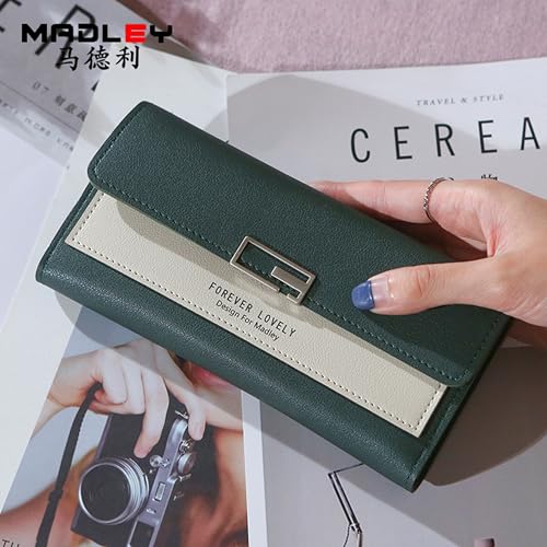Image of Kraptick Women's Wallet - Stylish & Compact Clutch Purse, Card & Coin Holder with 13 Slots, Money Organizer & Travel Wallet for Women (Green)