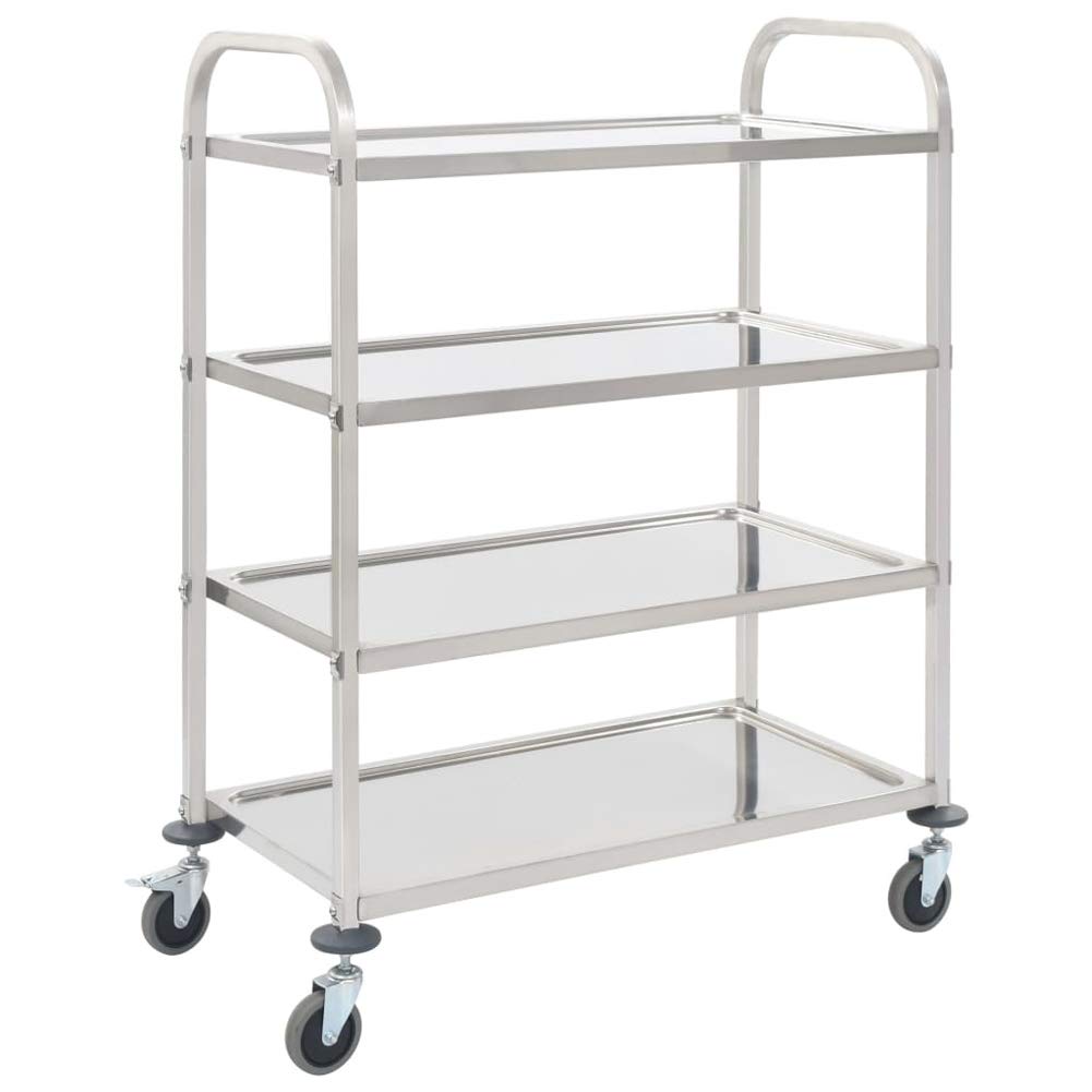 Wakects Carrello di Servizio in Acciaio Inox con 4 Ruote, 4 Livelli, 107x55cm, per Ristoranti