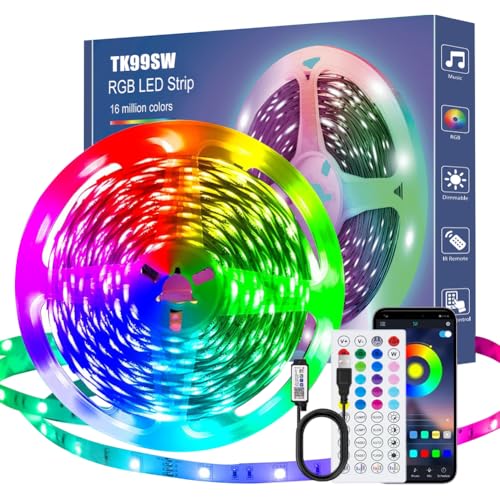 TK99SW Striscia Led 9 Metri, Luci camera da letto, Controllo App e Telecomando IR, Cambia Colore con la Musica, Luci Colorate per Casa, Decorazioni, Cucina, Bar, Festa