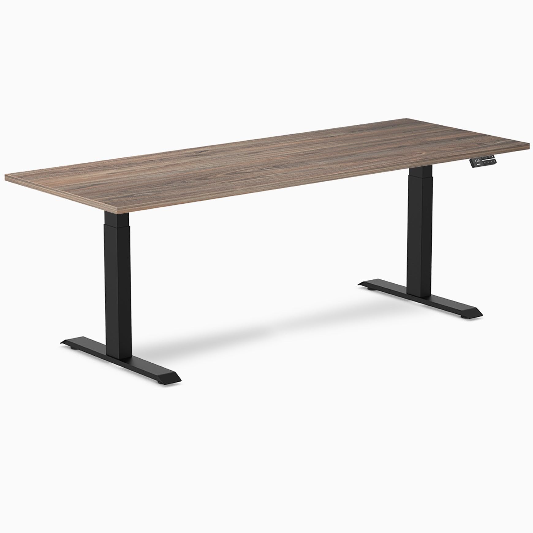 Desky Dual Laminate Sit Stand Desk Natural Walnut 78.7" Matte Black