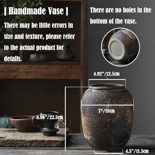 Denique-Rustic-Vase-for-Home-Decor-Farmhouse-Terracotta-Vases-Large-Ceramic-Vase-for-Living-Room-Decor-Black-Pottery-Vase-Large-Clay-Vase-Rustic-Farmhouse-Tabletop-DecorB-22cm Denique Rustic Vase for Home Decor Farmhouse Terracotta Vases Large Ceramic Vase for Living Room Decor Black Pottery Vase Large Clay Vase Rustic Farmhouse Tabletop DecorB 22cm
