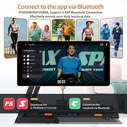 CAROMA Laufband für Zuhause Klappbar, Laufband Elektrisch 2200W mit Stoßdämpfer, Intelligente App/Bluetooth-Lautsprecher… – Bild 4